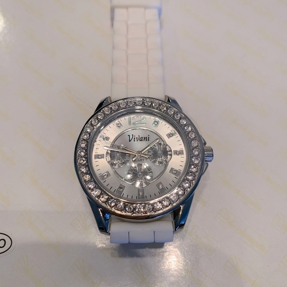 👗 Vivani Fashion Watch White Silcone Band Silver - Picture 5 of 6